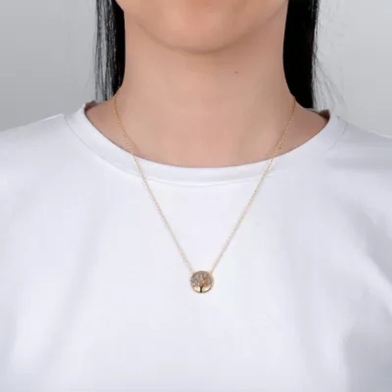 DiamonArt® Gold Over Sterling Silver Cubic Zirconia Tree of Life Pendant Necklace