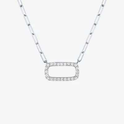 Diamond Addiction Womens 1/8 CT. T.W. Natural White 10K Gold Paperclip 18 Inch Pendant Necklace