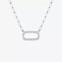 Diamond Addiction Womens 1/8 CT. T.W. Natural White 10K Gold Paperclip 18 Inch Pendant Necklace