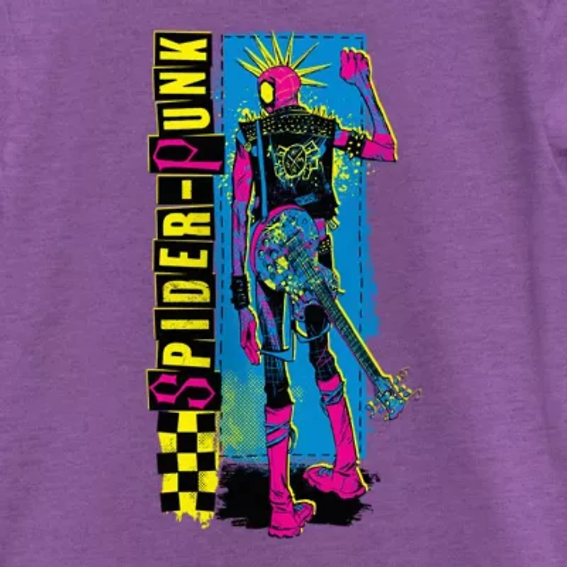 Disney Collection Little & Big Kid Girls Crew Neck Short Sleeve Regular Fit Marvel Spiderman Graphic T-Shirt