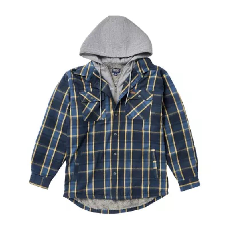Smiths Workwear Sherpa Lined Flannel Mens Hooded Midweight Shirt Jacket