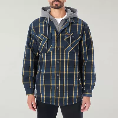 Smiths Workwear Sherpa Lined Flannel Mens Hooded Midweight Shirt Jacket