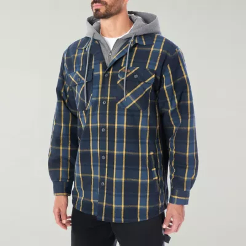Smiths Workwear Sherpa Lined Flannel Mens Hooded Midweight Shirt Jacket