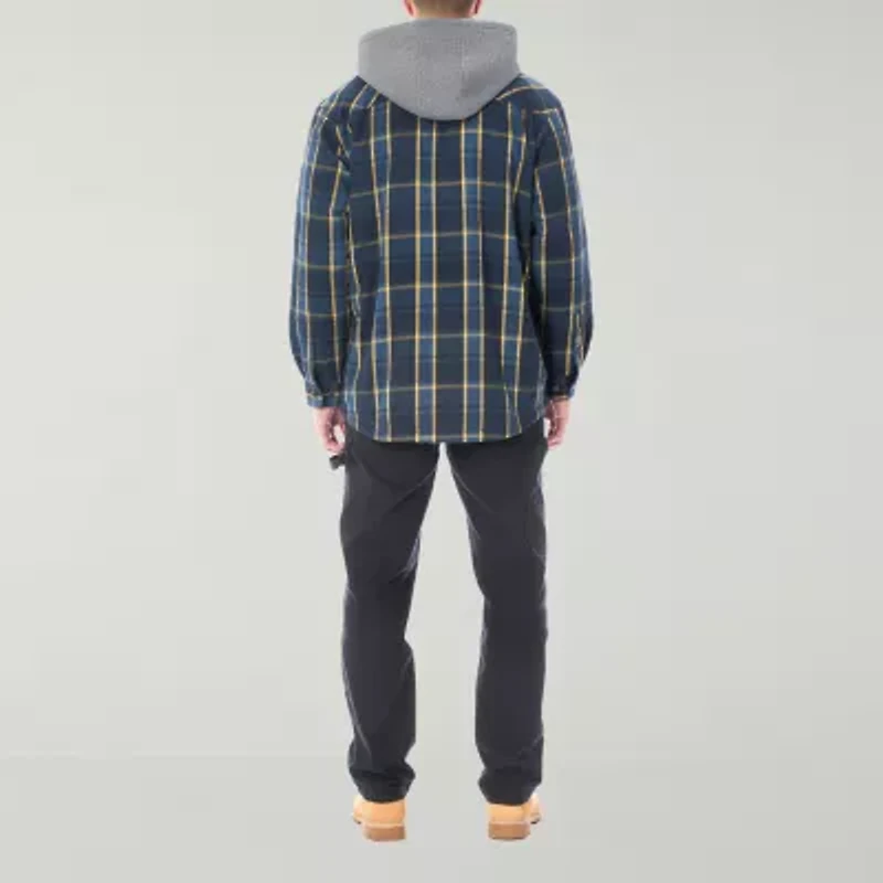 Smiths Workwear Sherpa Lined Flannel Mens Hooded Midweight Shirt Jacket