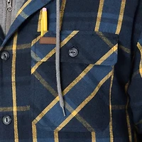 Smiths Workwear Sherpa Lined Flannel Mens Hooded Midweight Shirt Jacket