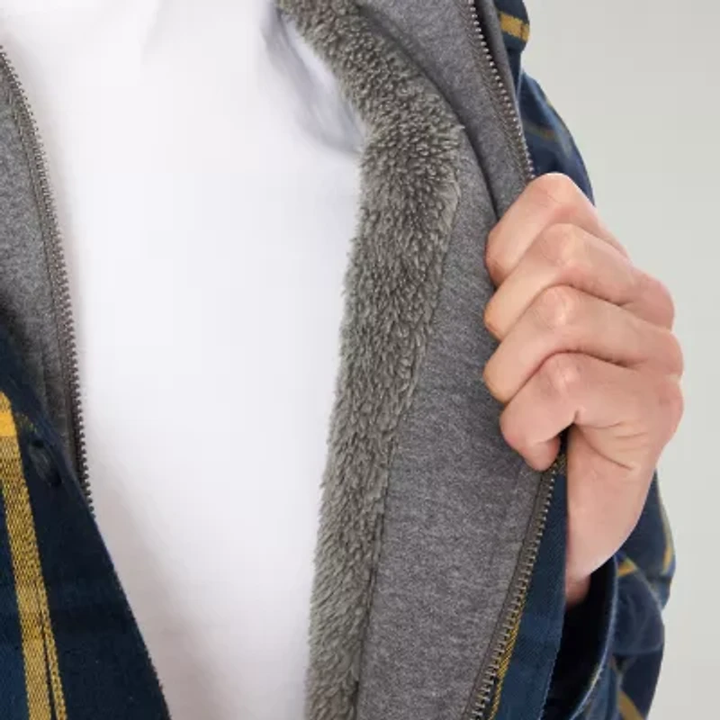 Smiths Workwear Sherpa Lined Flannel Mens Hooded Midweight Shirt Jacket