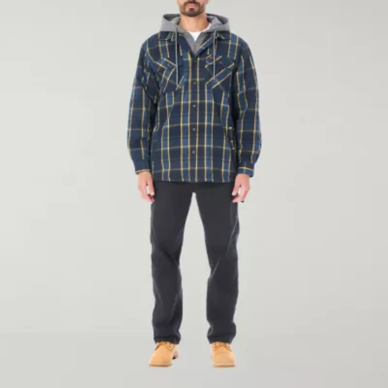 Smiths Workwear Sherpa Lined Flannel Mens Hooded Midweight Shirt Jacket