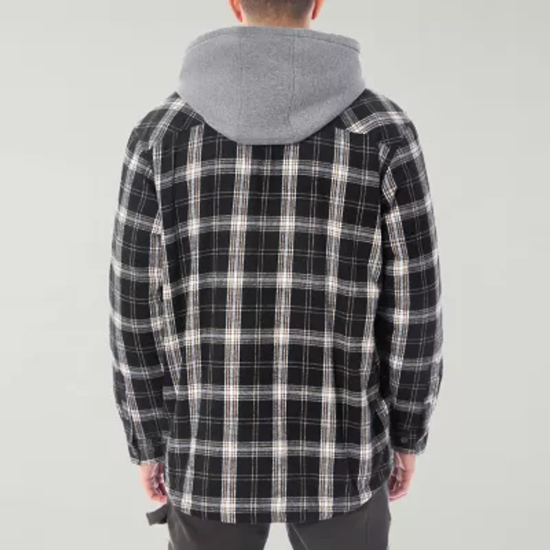 Smiths Workwear Hooded Sherpa Lined Flannel Mens Midweight Shirt Jacket