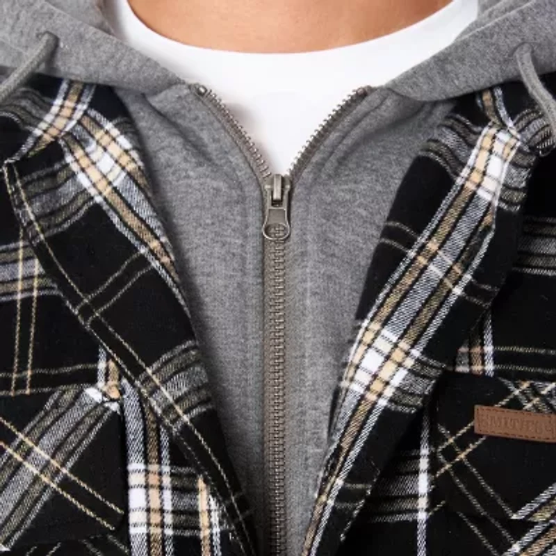 Smiths Workwear Hooded Sherpa Lined Flannel Mens Midweight Shirt Jacket