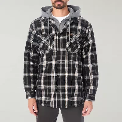 Smiths Workwear Hooded Sherpa Lined Flannel Mens Midweight Shirt Jacket