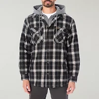 Smiths Workwear Hooded Sherpa Lined Flannel Mens Midweight Shirt Jacket