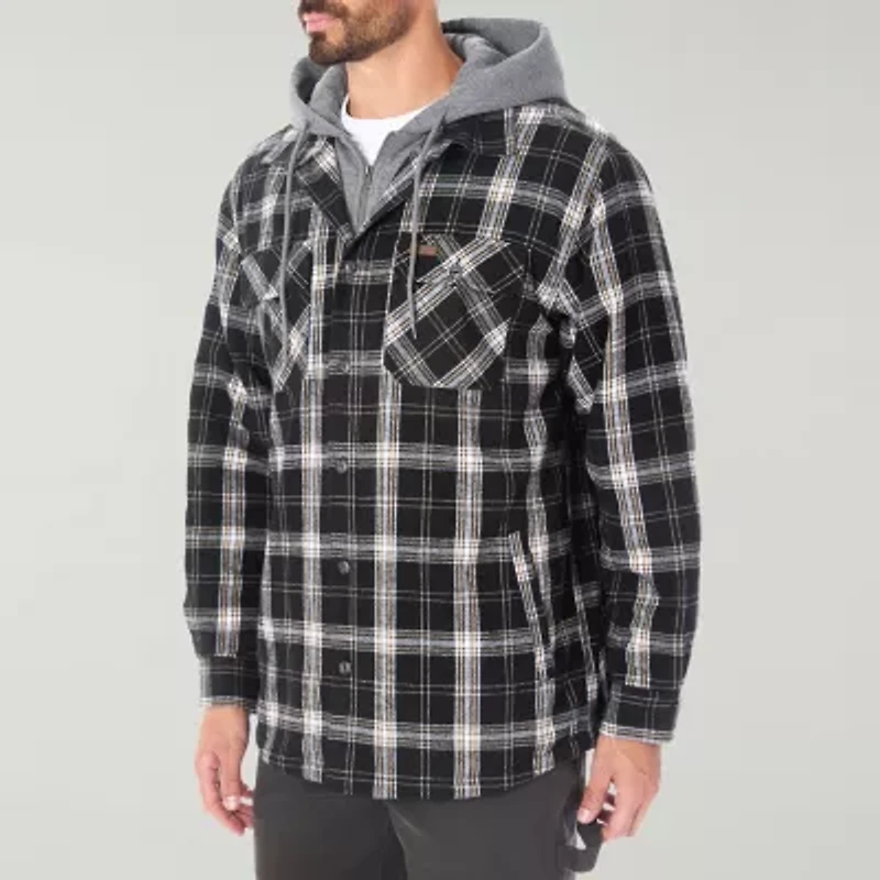Smiths Workwear Hooded Sherpa Lined Flannel Mens Midweight Shirt Jacket