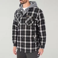 Smiths Workwear Hooded Sherpa Lined Flannel Mens Midweight Shirt Jacket