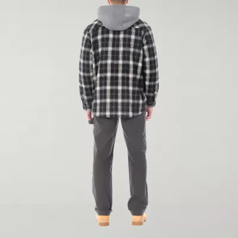 Smiths Workwear Hooded Sherpa Lined Flannel Mens Midweight Shirt Jacket