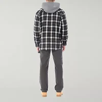 Smiths Workwear Hooded Sherpa Lined Flannel Mens Midweight Shirt Jacket