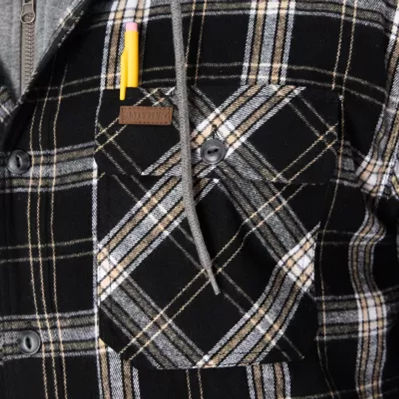 Smiths Workwear Hooded Sherpa Lined Flannel Mens Midweight Shirt Jacket