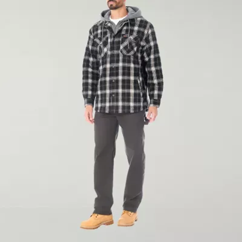 Smiths Workwear Hooded Sherpa Lined Flannel Mens Midweight Shirt Jacket