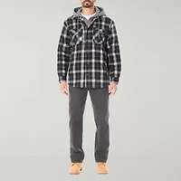 Smiths Workwear Hooded Sherpa Lined Flannel Mens Midweight Shirt Jacket