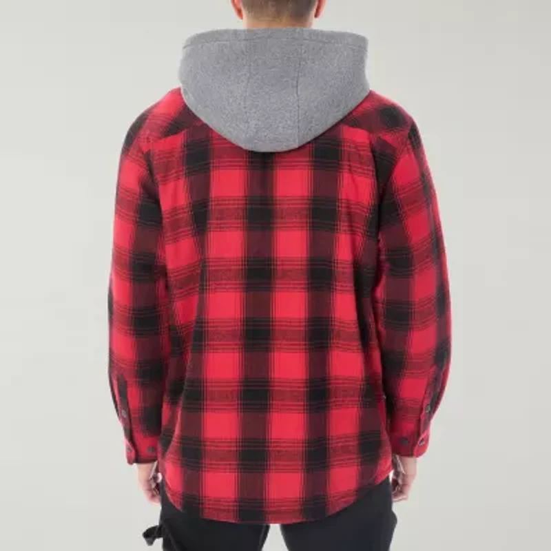 Smiths Workwear Sherpa Lined Flannel Mens Hooded Midweight Shirt Jacket