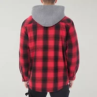 Smiths Workwear Sherpa Lined Flannel Mens Hooded Midweight Shirt Jacket