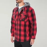 Smiths Workwear Sherpa Lined Flannel Mens Hooded Midweight Shirt Jacket