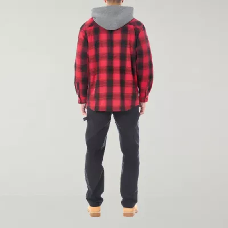 Smiths Workwear Sherpa Lined Flannel Mens Hooded Midweight Shirt Jacket