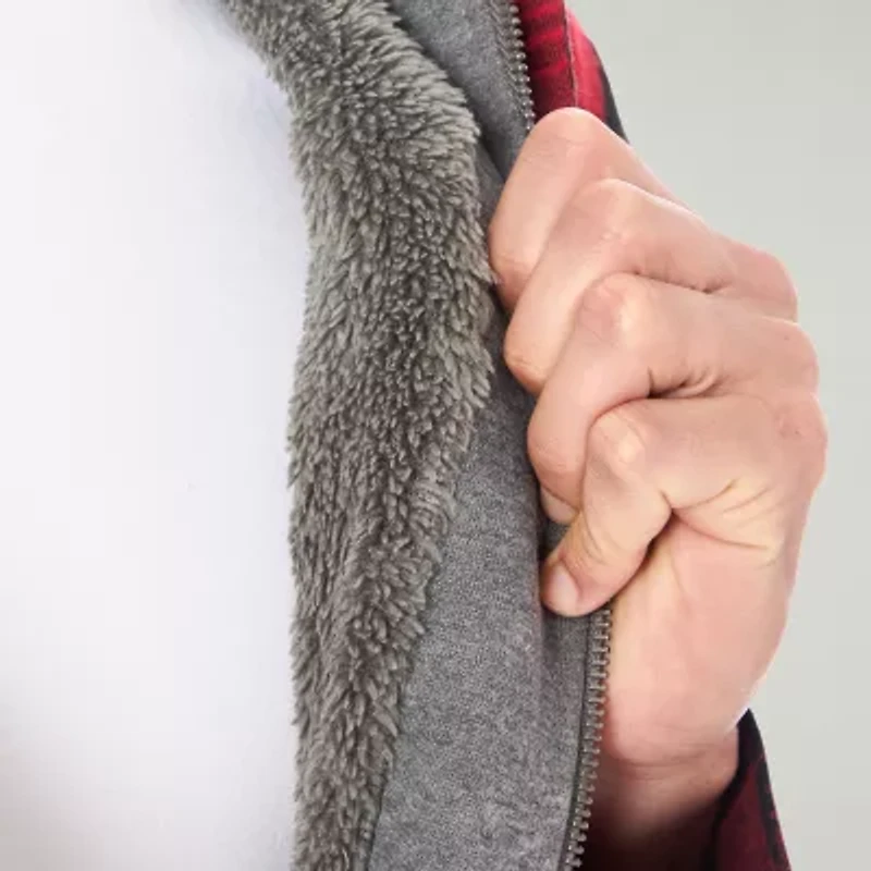 Smiths Workwear Sherpa Lined Flannel Mens Hooded Midweight Shirt Jacket