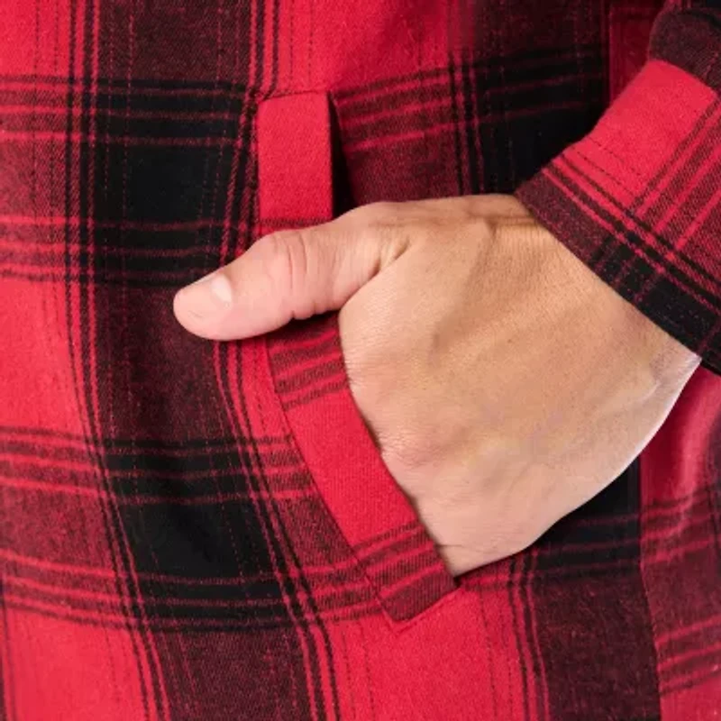 Smiths Workwear Sherpa Lined Flannel Mens Hooded Midweight Shirt Jacket