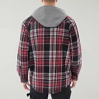 Smiths Workwear Sherpa Lined Flannel Mens Hooded Midweight Big and Tall Shirt Jacket