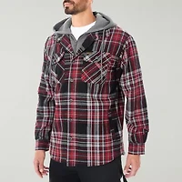 Smiths Workwear Sherpa Lined Flannel Mens Hooded Midweight Big and Tall Shirt Jacket