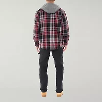 Smiths Workwear Sherpa Lined Flannel Mens Hooded Midweight Big and Tall Shirt Jacket