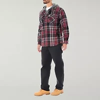 Smiths Workwear Sherpa Lined Flannel Mens Hooded Midweight Big and Tall Shirt Jacket
