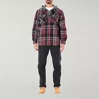 Smiths Workwear Sherpa Lined Flannel Mens Hooded Midweight Big and Tall Shirt Jacket