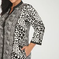 White Mark Womens Plus 3/4 Sleeve Animal Shift Dress