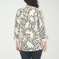 White Mark Womens V Neck Long Sleeve Blouse