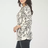 White Mark Womens V Neck Long Sleeve Blouse