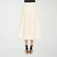White Mark Womens High Rise Midi Flared Skirt