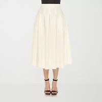 White Mark Womens High Rise Midi Flared Skirt
