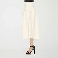 White Mark Womens High Rise Midi Flared Skirt