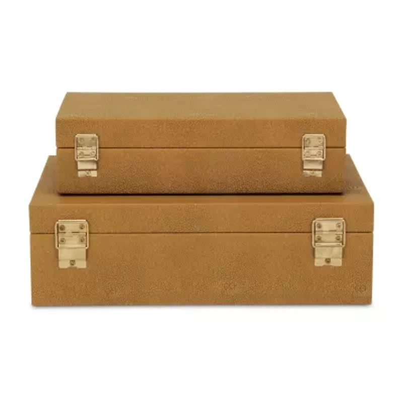 Cheungs Camel Brown Faux Shagreen Rectangular 2-pc. Decorative Box