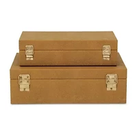 Cheungs Camel Brown Faux Shagreen Rectangular 2-pc. Decorative Box