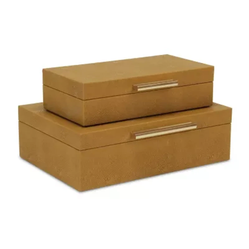 Cheungs Camel Brown Faux Shagreen Rectangular 2-pc. Decorative Box