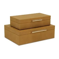 Cheungs Camel Brown Faux Shagreen Rectangular 2-pc. Decorative Box