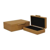 Cheungs Camel Brown Faux Shagreen Rectangular 2-pc. Decorative Box