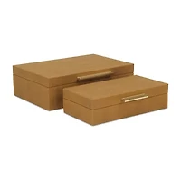 Cheungs Camel Brown Faux Shagreen Rectangular 2-pc. Decorative Box