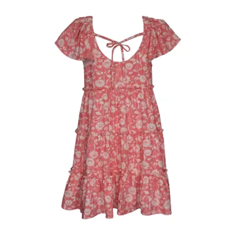Bonnie Jean Big Kid Girls Short Sleeve Flutter Sleeve Fit + Flare Dress