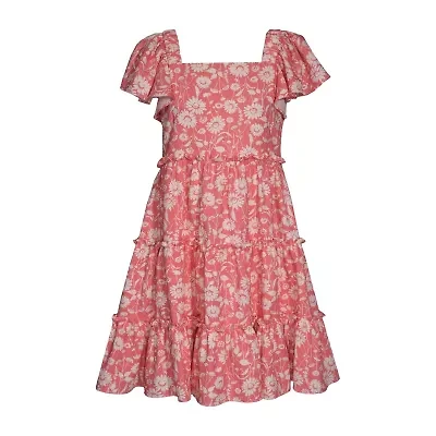 Bonnie Jean Big Kid Girls Short Sleeve Flutter Sleeve Fit + Flare Dress