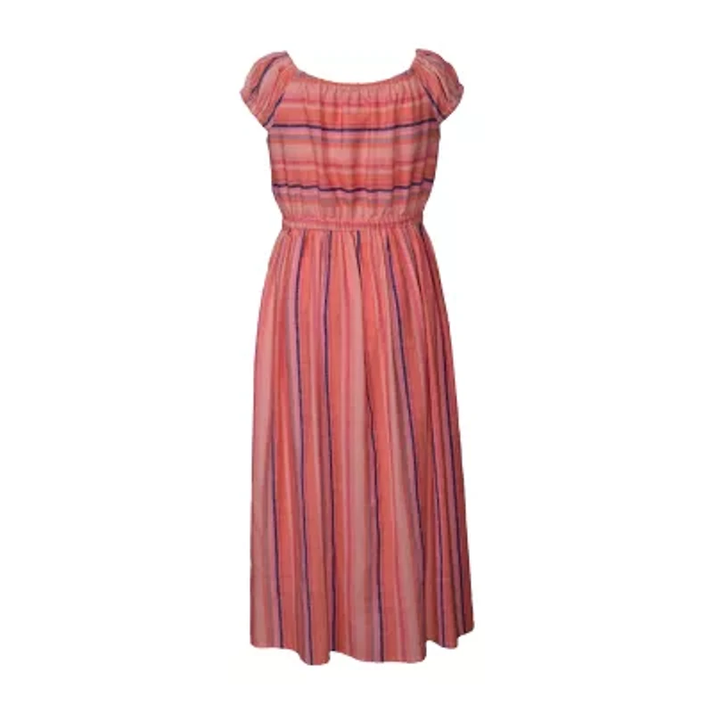 Bonnie Jean Big Kid Girls Short Sleeve Striped Romper
