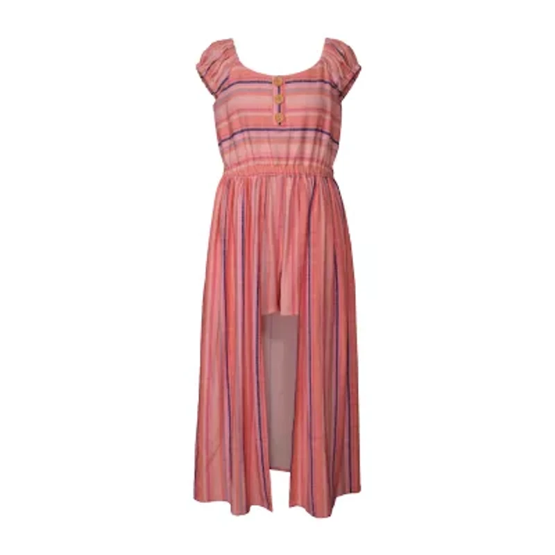 Bonnie Jean Big Kid Girls Short Sleeve Striped Romper