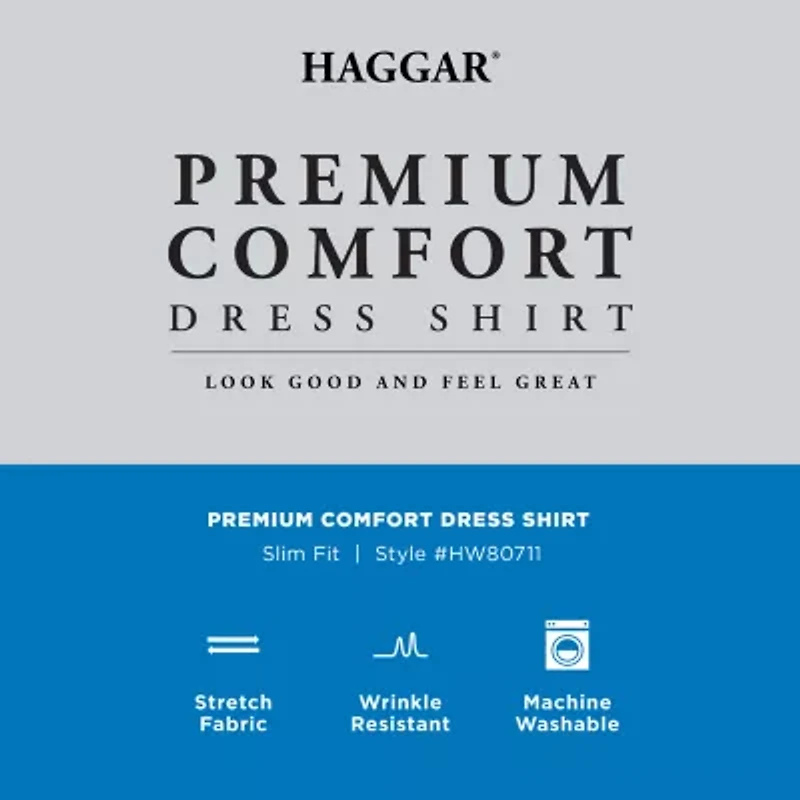 Haggar Premium Comfort Mens Slim Fit Easy Care Long Sleeve Dress Shirt